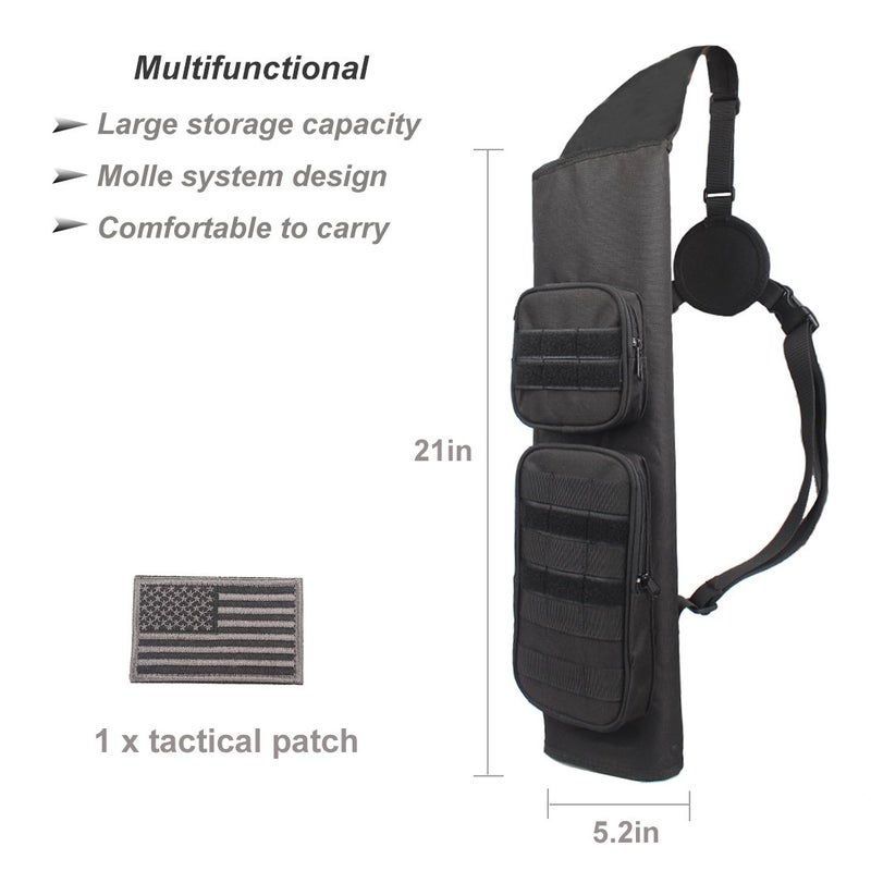 KRATARC Archery Back Arrows Quiver Bag with Molle System and Pockets for Hunting Shooting Target Practice (Black- molle design) - Image 5